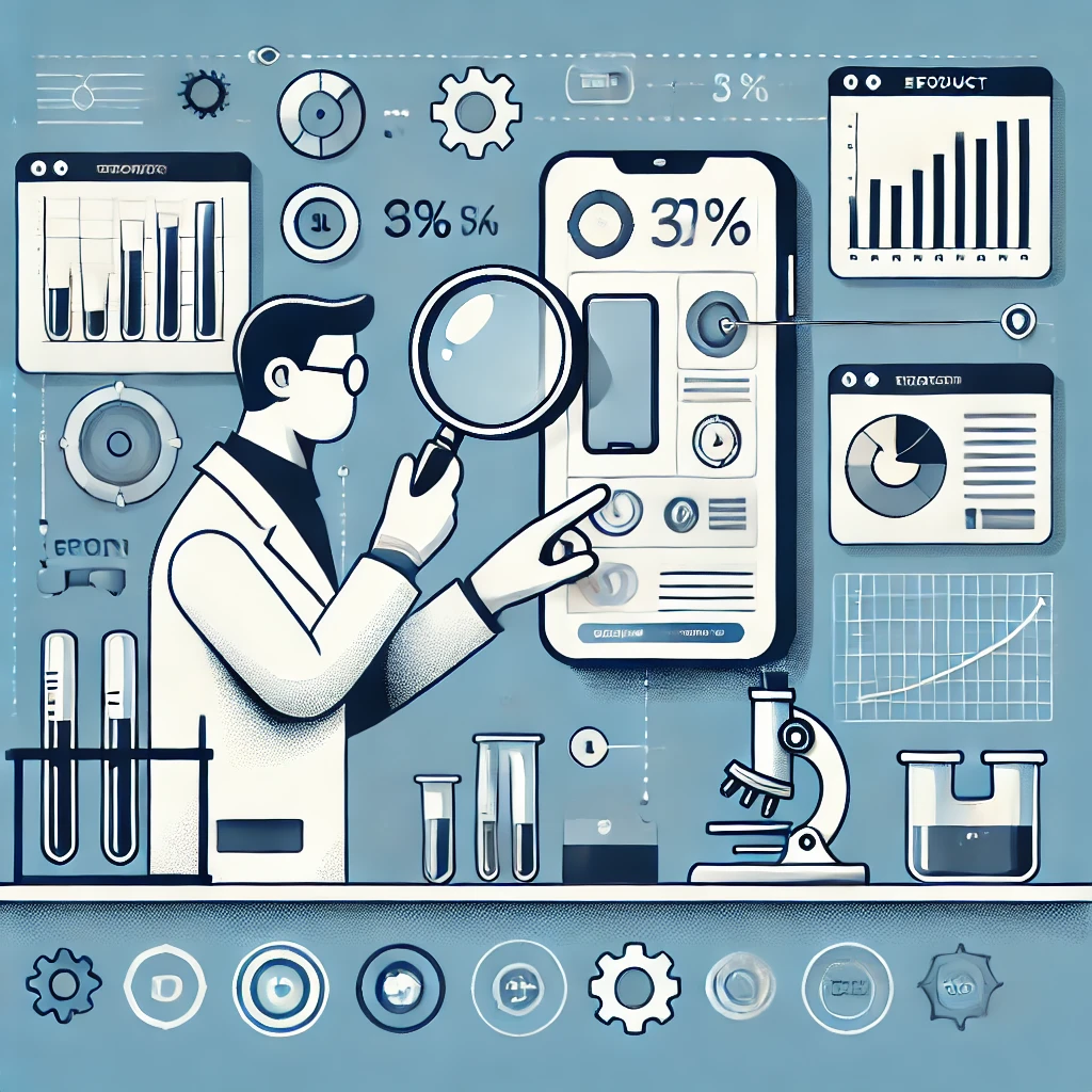 Microscopio examinando un producto Microscopio examinando un producto