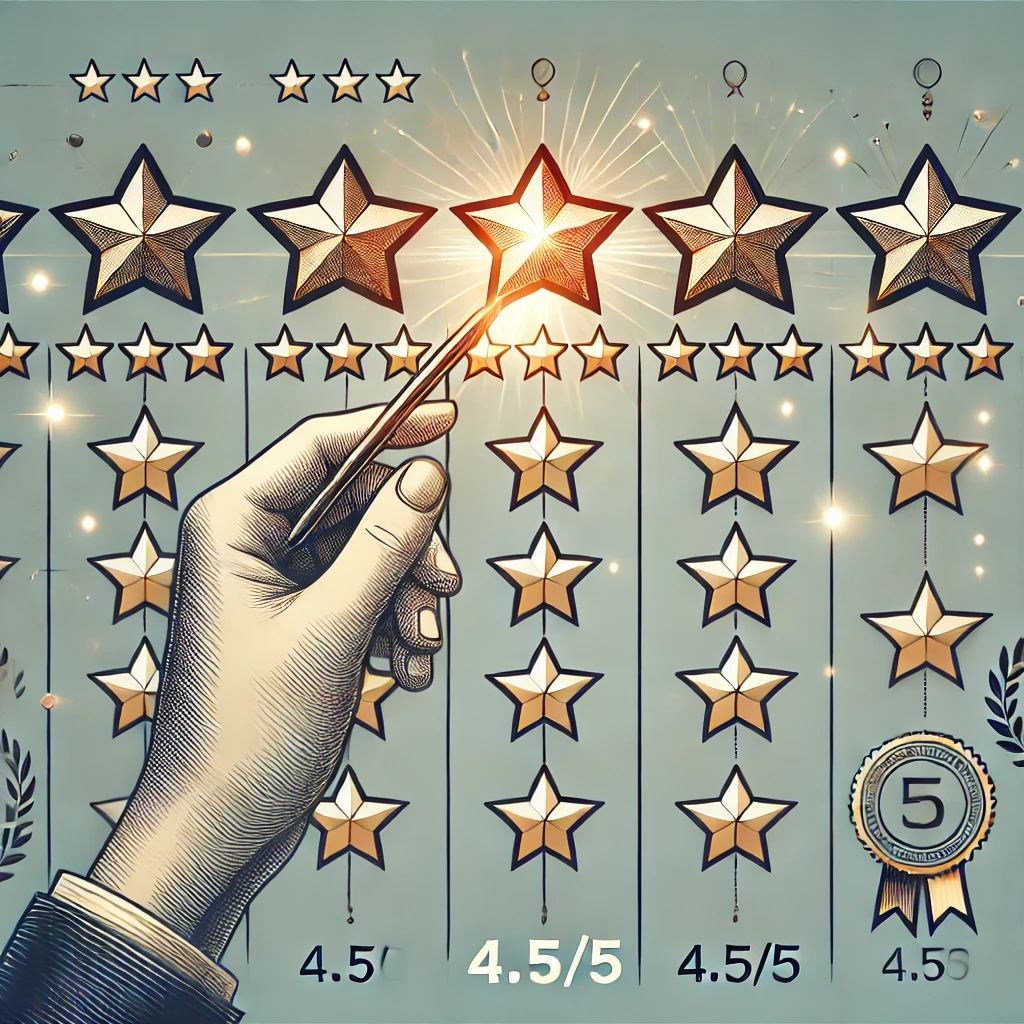 Estrellas y una escala de calificación Estrellas y una escala de calificación